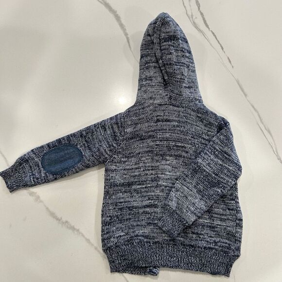 Mon Coeur-Baby Brand Kids Hooded Cardigan Sweater Striped Lining Gray 9M - Picture 3 of 5